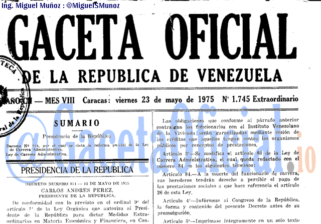 Gaceta Oficial 1745 del 23 Mayo 1975