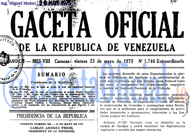Gaceta Oficial 1746 del 23 Mayo 1975
