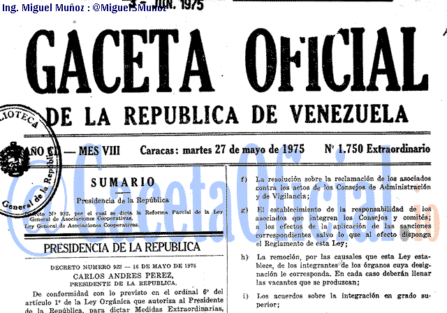 Gaceta Oficial 1750 del 27 Mayo 1975