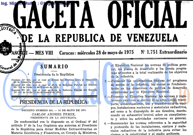 Gaceta Oficial 1751 del 28 Mayo 1975