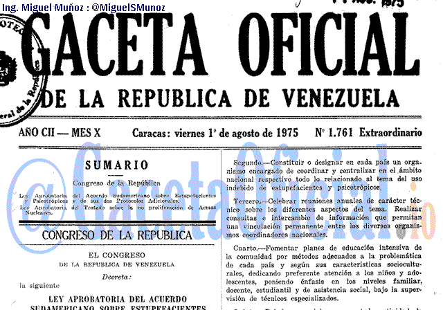 Gaceta Oficial 1761 del 1 Agosto 1975