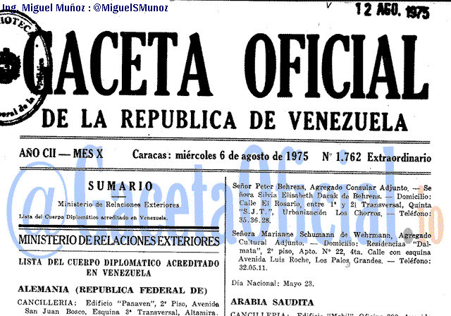 Gaceta Oficial 1762 del 6 Agosto 1975