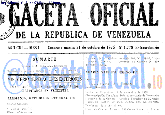 Gaceta Oficial 1778 del 21 Octubre 1975