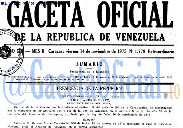 Gaceta Oficial 1779 del 14 Noviembre 1975
