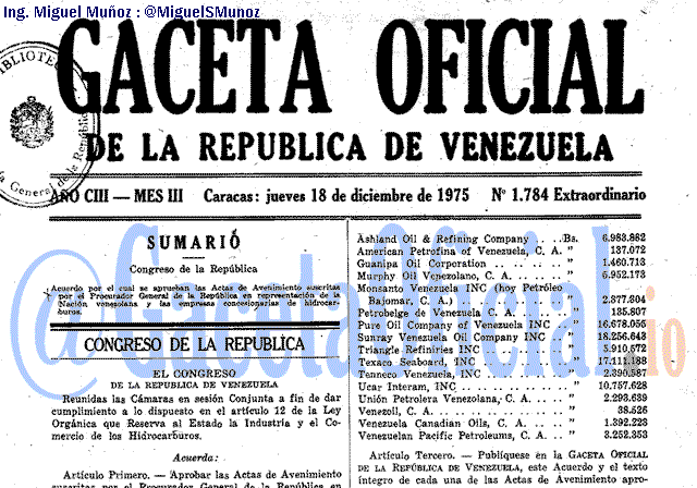 Gaceta Oficial 1784 del 18 Diciembre 1975