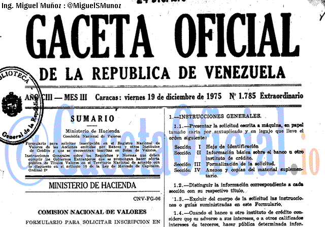 Gaceta Oficial 1785 del 19 Diciembre 1975