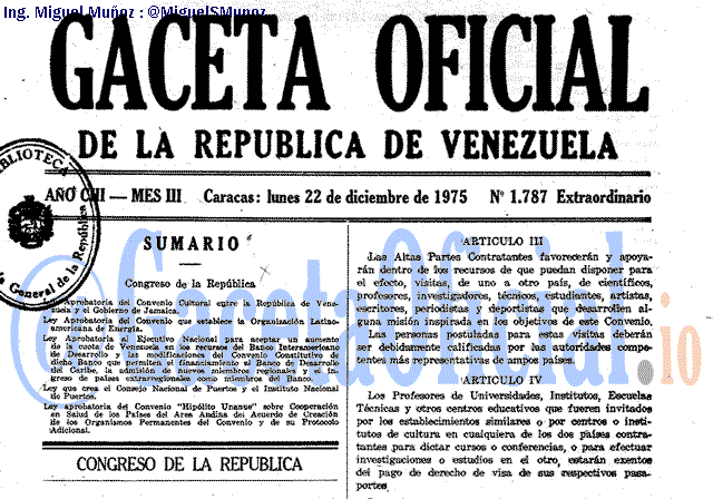 Gaceta Oficial 1787 del 22 Diciembre 1975