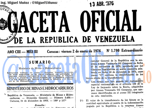 Gaceta Oficial 1790 del 2 Enero 1976