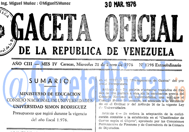 Gaceta Oficial 1798 del 21 Enero 1976