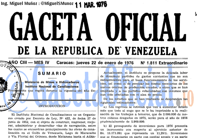Gaceta Oficial 1811 del 22 Enero 1976