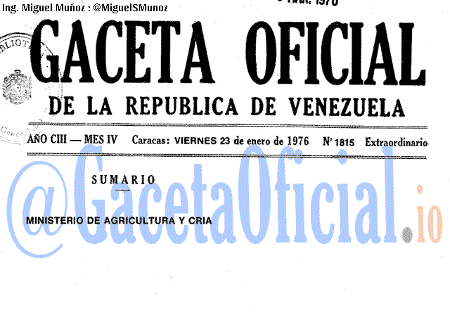 Gaceta Oficial 1815 del 23 Enero 1976