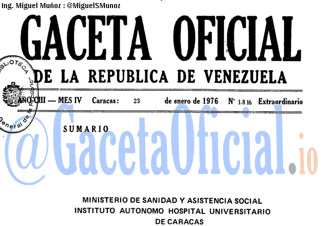 Gaceta Oficial 1816 del 23 Enero 1976