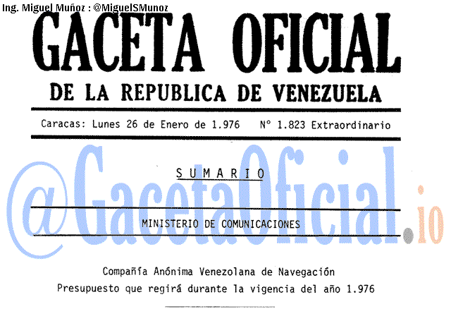 Gaceta Oficial 1823 del 26 Enero 1976