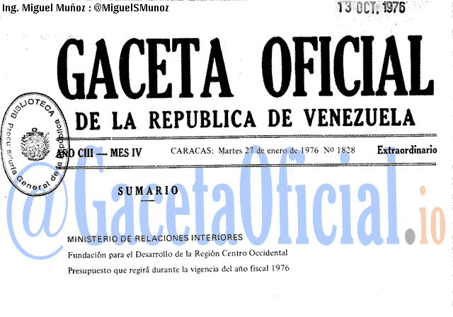 Gaceta Oficial 1828 del 27 Enero 1976