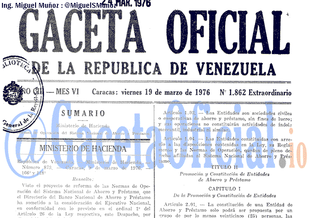 Gaceta Oficial 1862 del 19 Marzo 1976