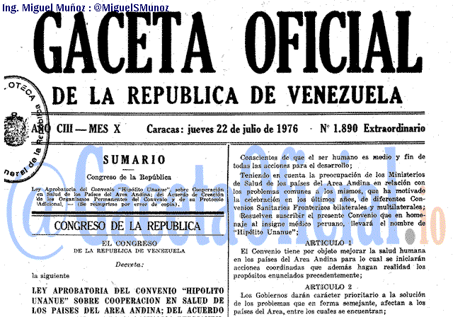 Gaceta Oficial 1890 del 22 Julio 1976