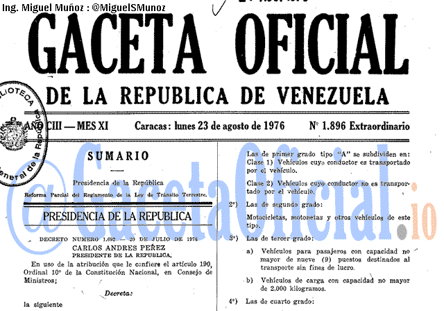 Gaceta Oficial 1896 del 23 Agosto 1976