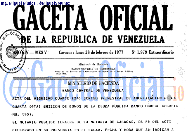 Gaceta Oficial 1979 del 28 Febrero 1977
