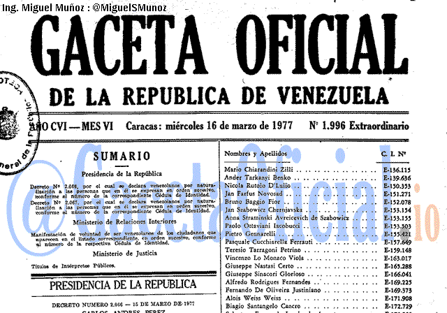 Gaceta Oficial 1996 del 16 Marzo 1977