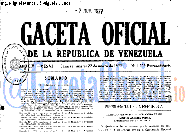 Gaceta Oficial 1999 del 22 Marzo 1977