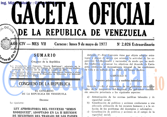 Gaceta Oficial 2026 del 9 Mayo 1977
