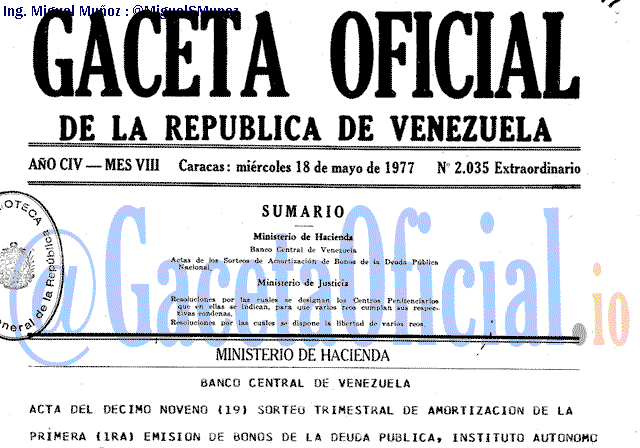 Gaceta Oficial 2035 del 18 Mayo 1977