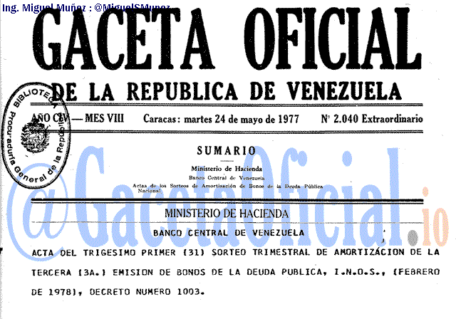 Gaceta Oficial 2040 del 24 Mayo 1977