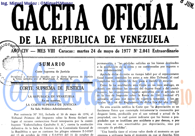 Gaceta Oficial 2041 del 24 Mayo 1977