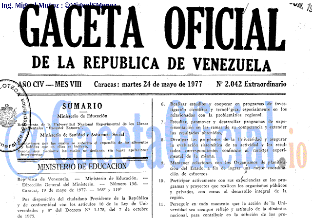 Gaceta Oficial 2042 del 24 Mayo 1977
