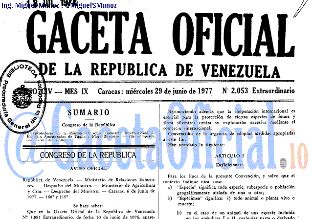 Gaceta Oficial 2053 del 29 Junio 1977