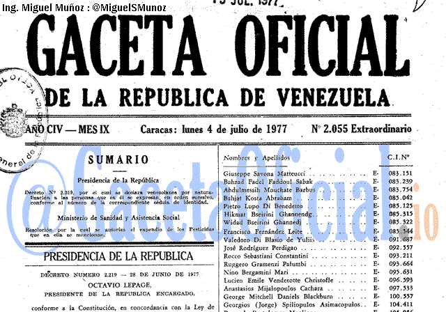 Gaceta Oficial 2055 del 4 Julio 1977