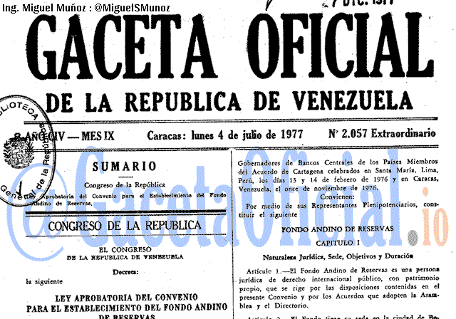Gaceta Oficial 2057 del 4 Julio 1977