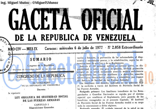 Gaceta Oficial 2058 del 6 Julio 1977