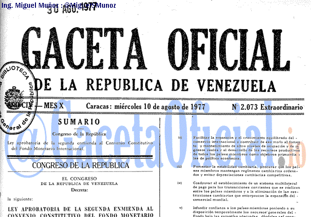 Gaceta Oficial 2073 del 10 Agosto 1977