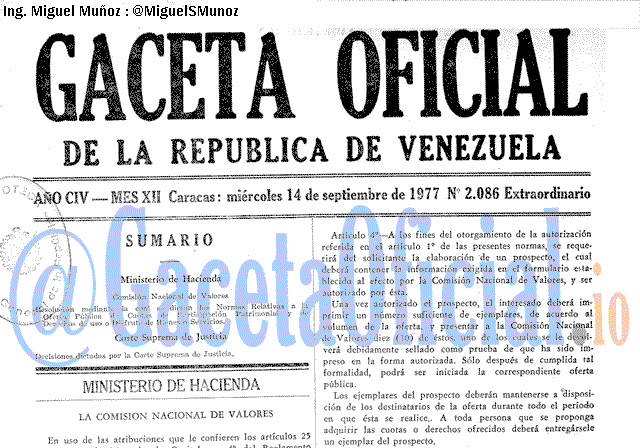Gaceta Oficial 2086 del 14 Septiembre 1977