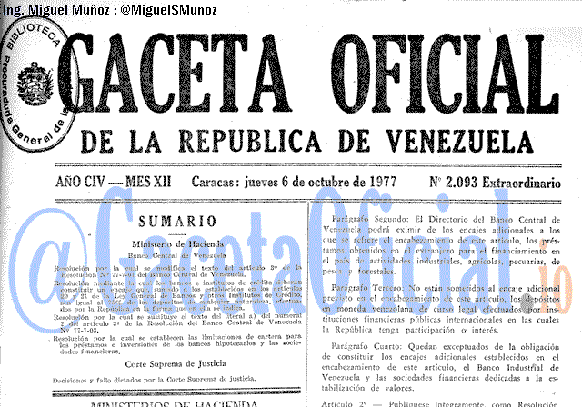 Gaceta Oficial 2093 del 6 Octubre 1977