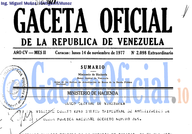 Gaceta Oficial 2098 del 14 Noviembre 1977