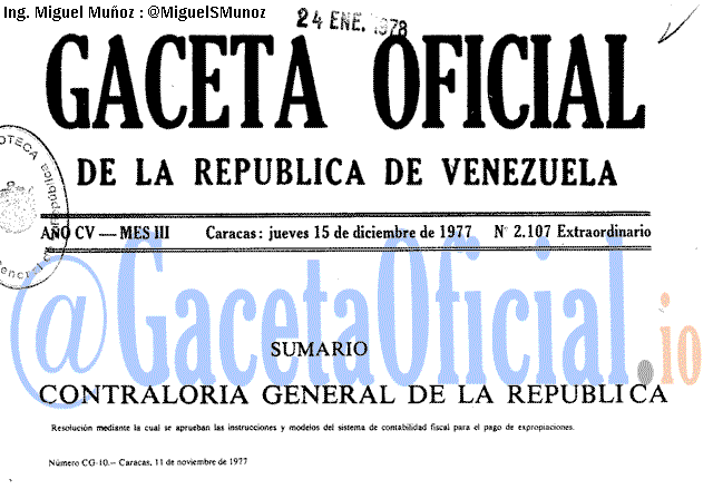 Gaceta Oficial 2107 del 15 Diciembre 1977