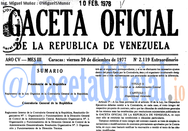 Gaceta Oficial 2119 del 30 Diciembre 1977