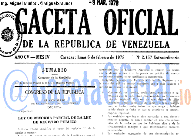 Gaceta Oficial 2157 del 6 Febrero 1978