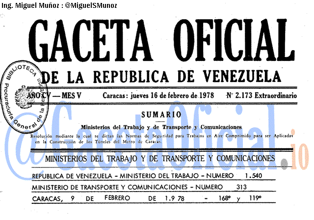Gaceta Oficial 2173 del 16 Febrero 1978