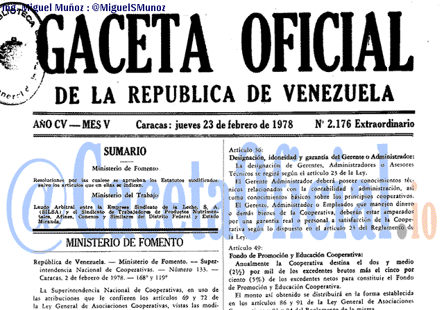 Gaceta Oficial 2176 del 23 Febrero 1978