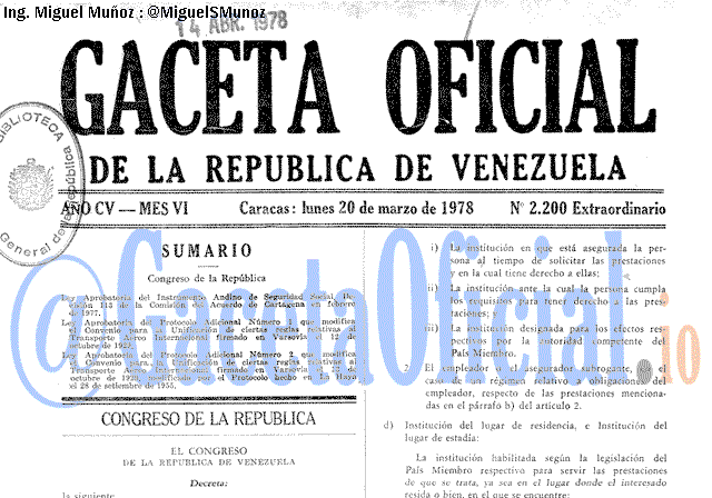 Gaceta Oficial 2200 del 20 Marzo 1978