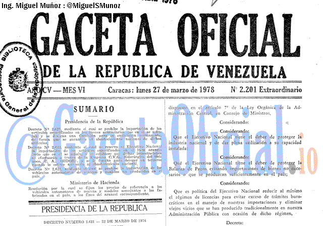 Gaceta Oficial 2201 del 27 Marzo 1978