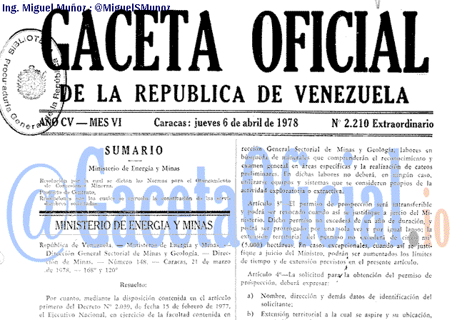 Gaceta Oficial 2210 del 6 Abril 1978