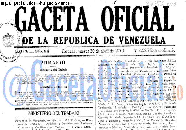 Gaceta Oficial 2225 del 20 Abril 1978