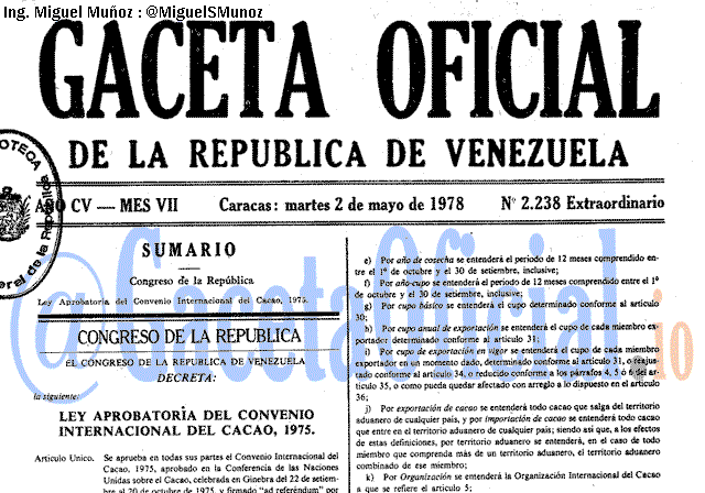 Gaceta Oficial 2238 del 2 Mayo 1978