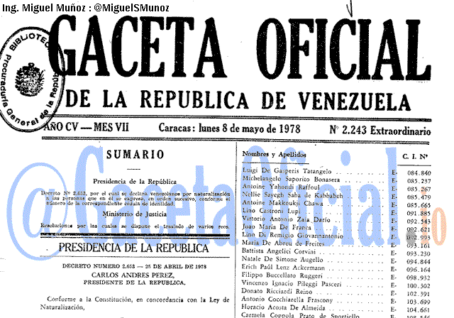Gaceta Oficial 2243 del 8 Mayo 1978