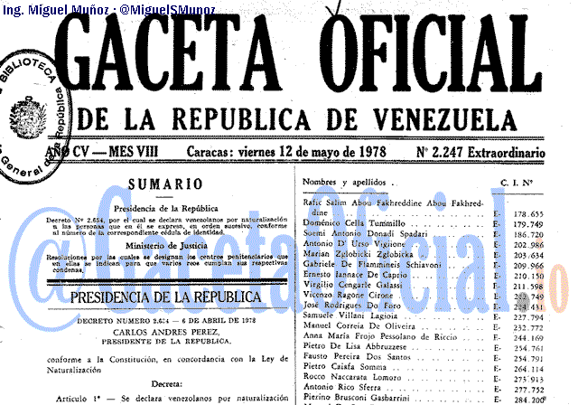 Gaceta Oficial 2247 del 12 Mayo 1978