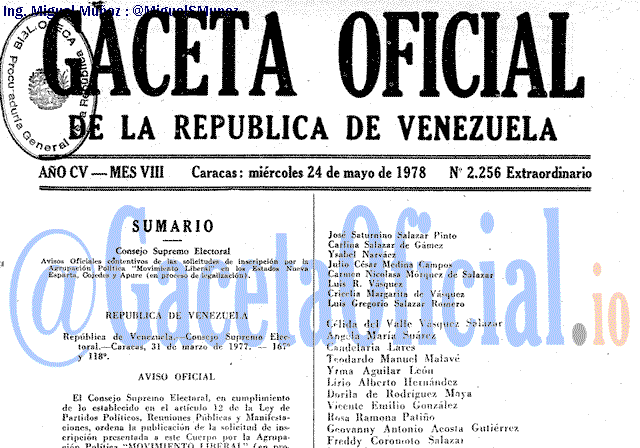 Gaceta Oficial 2256 del 24 Mayo 1978